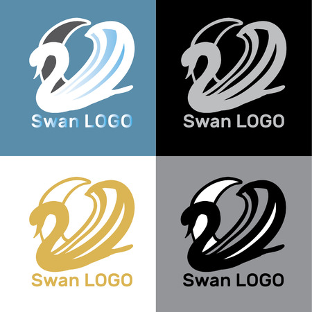 Vector illustration of Set Swans Logo. Design template.のイラスト素材