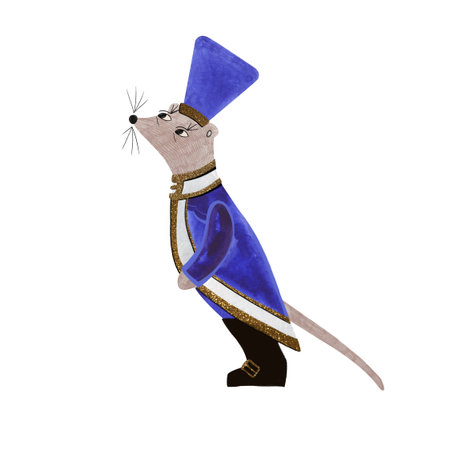 Watercolor rat. The Nutcracker fairytale. Isolated illustration. Clipart. Raster illustration for packaging, greeting cards and wrapping paper, gifts, posters in the childrens roomの写真素材