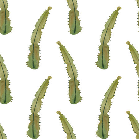 Cacti. Seamless watercolor pattern for wrapping paper, wallpaper and textiles.の写真素材