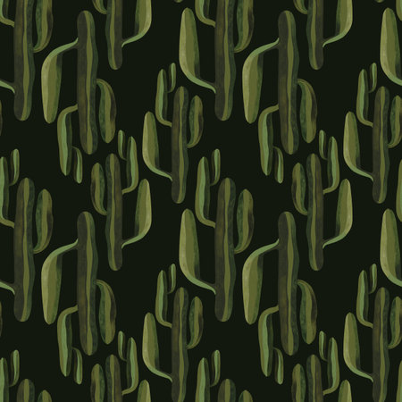 Cacti. Seamless watercolor pattern for wrapping paper, wallpaper and textiles.