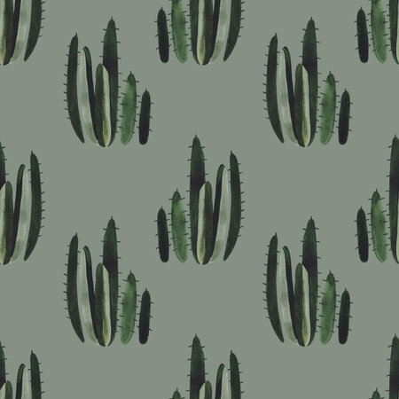 Cacti. Seamless watercolor pattern for wrapping paper, wallpaper and textiles.