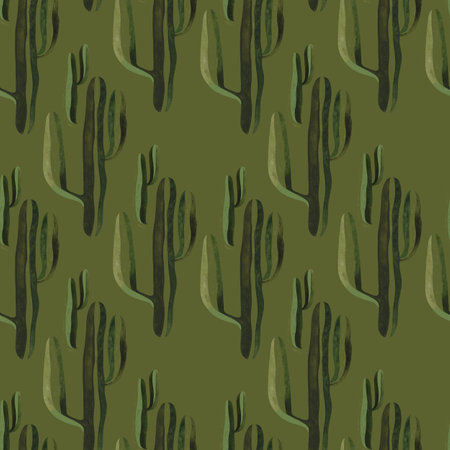 Cacti. Seamless watercolor pattern for wrapping paper, wallpaper and textiles.の写真素材