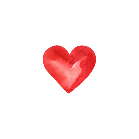 Heart for valentine. Rounded symmetrical vintage watercolor shape for February 14 decoration. Isolated illustration.の写真素材