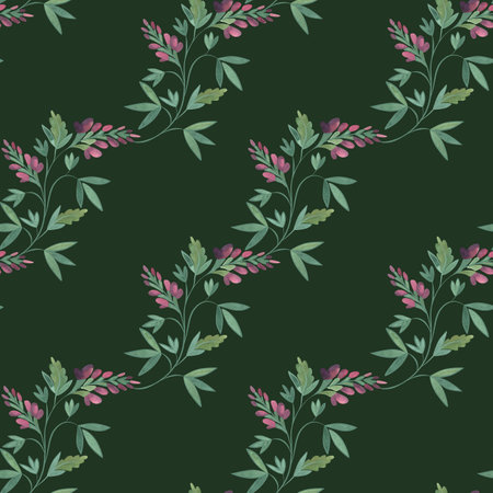 Textile seamless floral pattern with wild grasses and flowers. Design for kitchen home textiles, tablecloths, curtains, bed linen, dress fabrics, wrapping paper.の写真素材