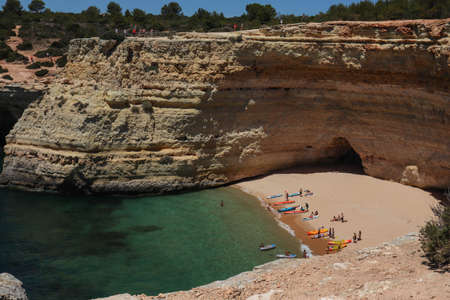 Cliffs and beach in Portugal sea viewの写真素材