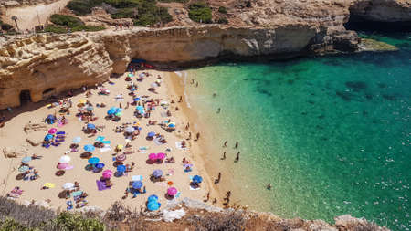 Cliffs and beach in Portugal sea viewの写真素材