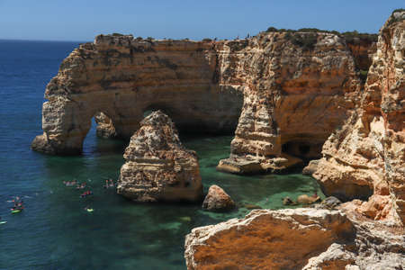 Cliffs and beach in Portugal sea viewの写真素材