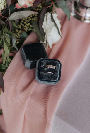 wedding engagement ring with diamondsの写真素材