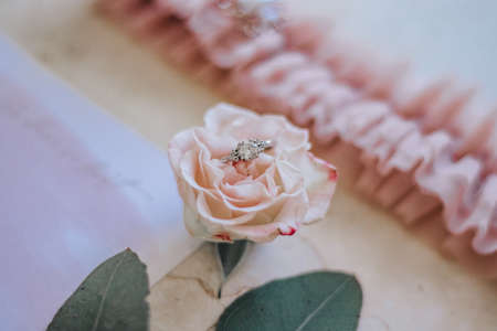wedding engagement ring with diamondsの写真素材