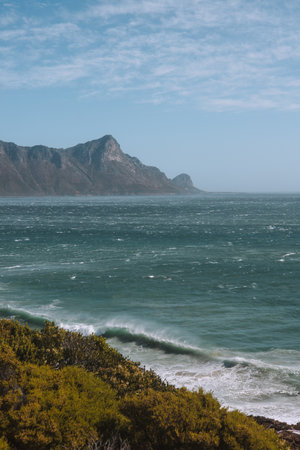 Coastline of Cape Town, South Africa, with Table Mountain in the backgroundの写真素材