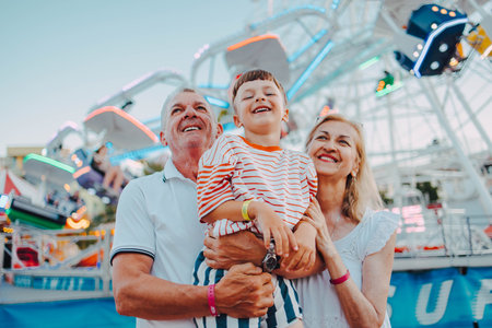 Having fun in an amusement park