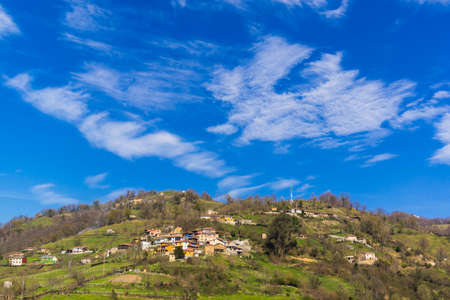 town in the council of Riosa in Asturiasの写真素材