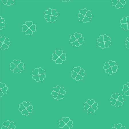 Seamless repeating vector pattern four leaf clovers on green backgroundのイラスト素材