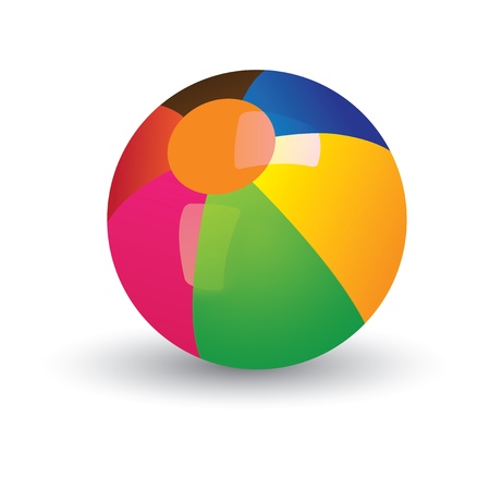 Illustration of colorful shining beach ball. The balls graphic has gradients of red, yellow, blue, green and other vivid colors and and is placed on white backgroundのイラスト素材