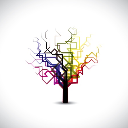 Abstract,colorful graphic tree symbol in digital or binary style.  のイラスト素材
