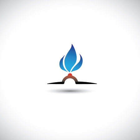 Nozzle with gas burning bright as hot blue flame iconのイラスト素材