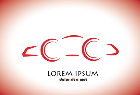 Stylish trendy car abstract sign or symbol. Vector icon graphic in red color on white and red background.のイラスト素材