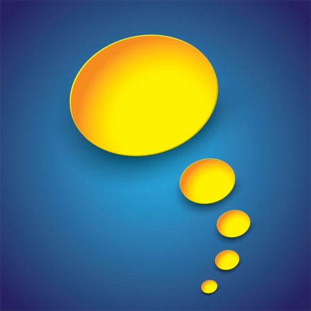 Yellow paper thought bubbles(or dream bubbles) on blue gradient background- vector illustration. のイラスト素材