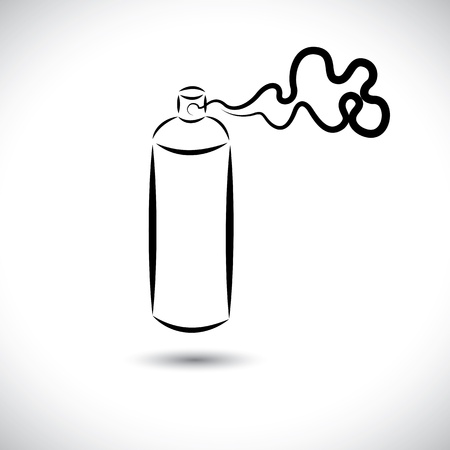Abstract vector illustration of spray can(bottle) in use. The graphic shows the can being used and foam comimg out of the canのイラスト素材
