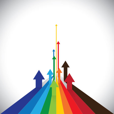 Vector illustration of arrows showing some winners and some losers. This colorful graphic can also...
