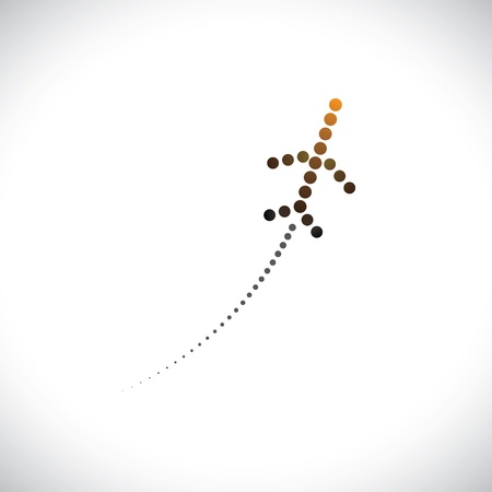 Vector graphic of airplane icon made of dots take off high speed. This illustration can also represent silhouette symbol of a military jet zoom in the sky very fastのイラスト素材