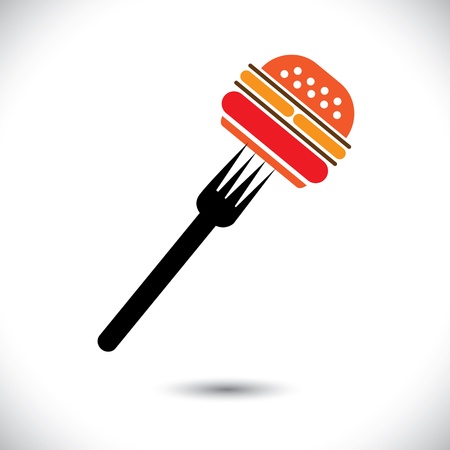 burger & fork illustrationのイラスト素材