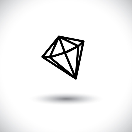 Black and white outline of a diamond stone- vector graphic jewelのイラスト素材