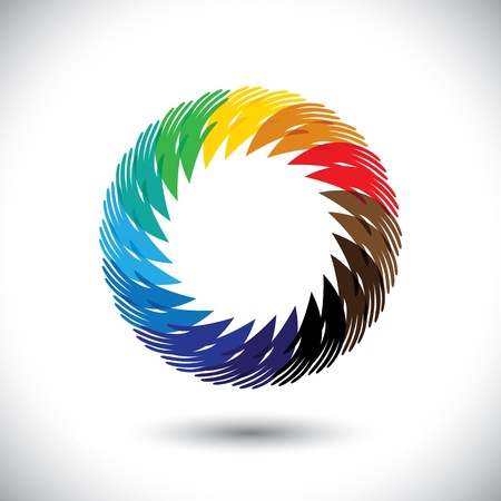 Concept  graphic- abstract colorful people's hand symbols as ring. The illustration also represents concepts like teamwork, cooperation, community sharing, friendship, partnership, unity & solidarityのイラスト素材