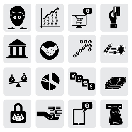 bank & money icons(signs) related to  wealth,assets- vector graphic. This illustration can also represent savings account,investments,wealth creation,banking business,saving money(cash),credit cardsのイラスト素材