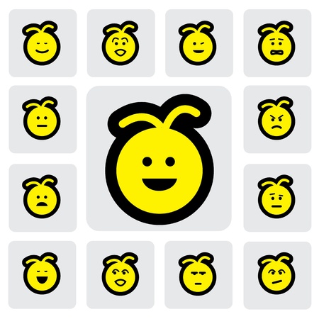 cute baby faces with different expressions- vector graphic. This illustration  represents feelings of being sad, happy,in depression,fear,worry, surprised,confident,doubtful,naughty,cheerfulのイラスト素材