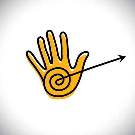 outline of hand icon(sign) with arrow - concept vector graphic. のイラスト素材