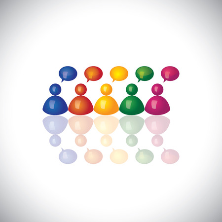 colorful 3d office staff or employees  icons talking & chatting - vector graphic. のイラスト素材