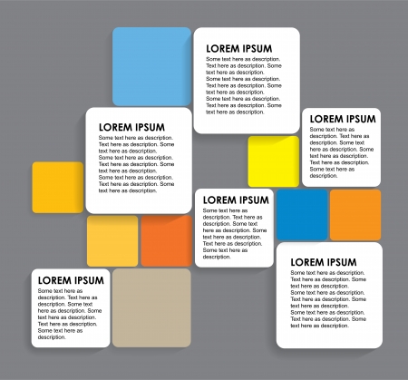 rounded colorful paper squares - vector infographic banners. This graphic can be used in marketing materials, educational materials, business presentations, advertising, brochures, etcのイラスト素材