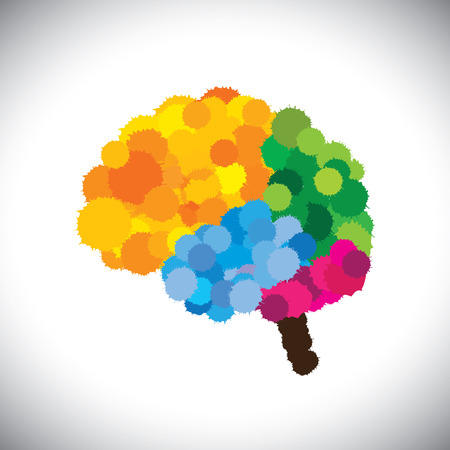 icon of creative, brilliant & colorful painted brain. のイラスト素材