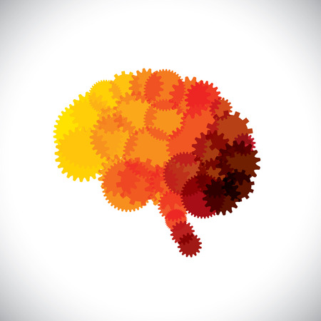 concept icon of abstract brain or mind with cogwheels. のイラスト素材