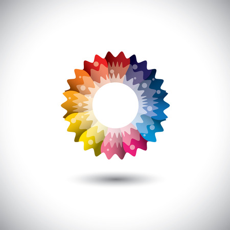 vector icon of bright colorful flower petals in spring. This graphic illustration represents an abstract blooming flora in spectrum of colors like orange, red, yellow, green, blue, purple, etcのイラスト素材