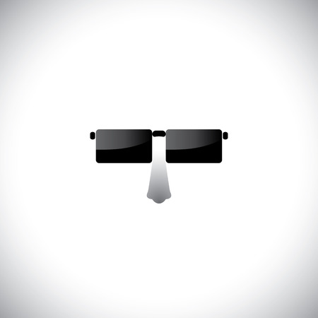 geeky nerdy look with stylish retro glasses - vector icon. のイラスト素材