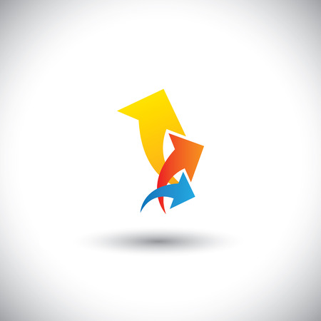colorful arrows representing profit & revenue growth - concept vector. This graphic icon also represents targets, goals, direction, financial performances, etcのイラスト素材