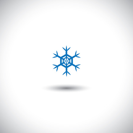 blue snowflake vector icon, sign or symbol on white backgroundのイラスト素材
