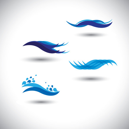 water concept vector - set of flowing blue wave lines . This graphic illustration also represents water waves at seas & oceans, beauty of water, flow of liquids, etcのイラスト素材