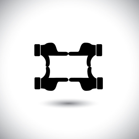 people hands together forming shape - teamwork vector concept. This graphic icon also represents framing a photo or video, film making, director's vision, motion picture making, team & community unityのイラスト素材