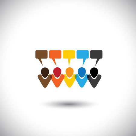 people conversation icons or online comments & chats - concept vector. This graphic also represents social media communication, internet or web chat, social networking & interaction, online communityのイラスト素材