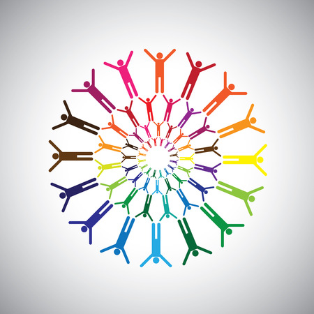 concept icons motivated, excited people, employees or kids.のイラスト素材