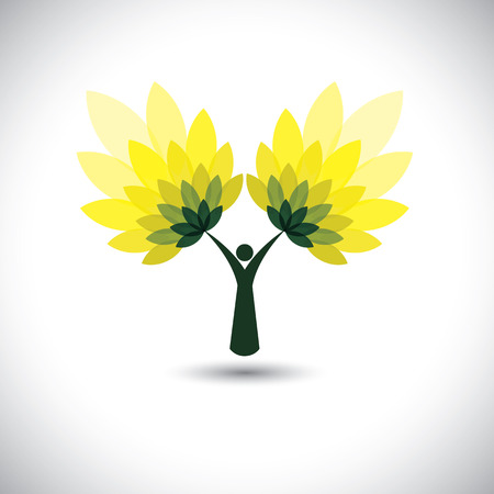 people tree icon with green leavesのイラスト素材