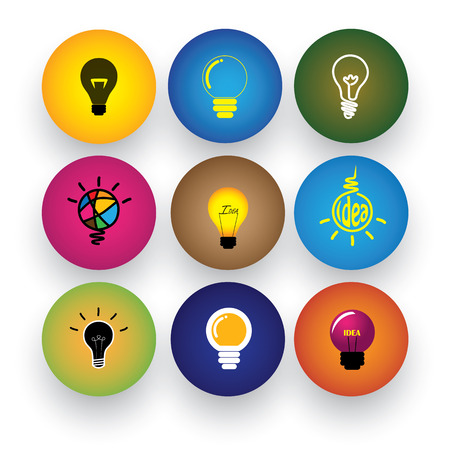 idea light bulb, brilliance, genius, smart, clever vector icons. This graphic also represents excitement, inspiration, enthusiasm, problem solving, clever solutions, smart thinkingのイラスト素材
