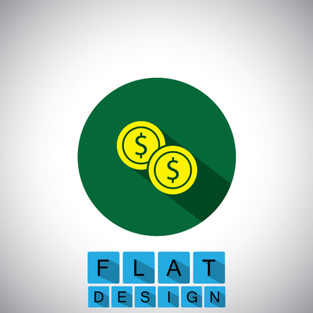 flat design icon of dollar cash and coinsのイラスト素材