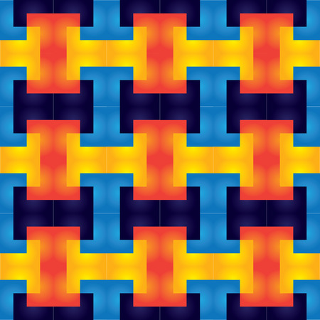 geometric glowing colorful seamless repetitive pattern of rectangles - vector background with neon kind of light glowのイラスト素材
