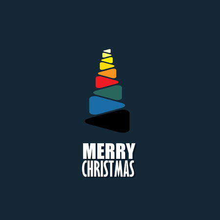 abstract xmas tree icon made of colorful triangles - concept vector graphic. This icon also represents christmas tree, navidad plantのイラスト素材
