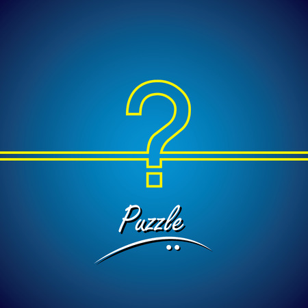 line vector icon of question mark or puzzle. The graphic is drawn using a yellow line on blue backgroundのイラスト素材