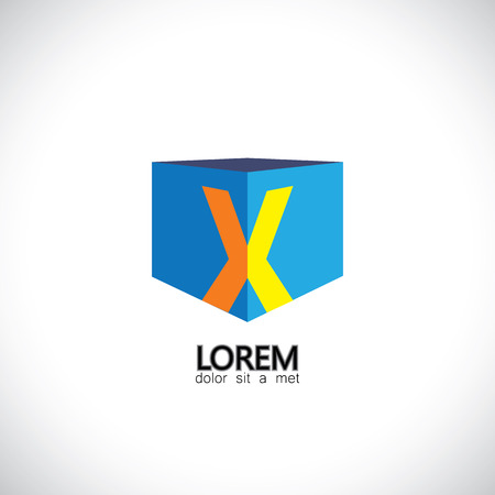 letter x as cube icon design template elements - vector graphic illustrationのイラスト素材